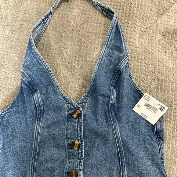 American Eagle Outfitters Denim Blue Halter Tank - Picture 2 of 3